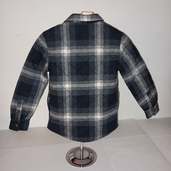 Sonoma Blue & White Plaid Quilted Shacket Boys Small Flannel Lined Shirt Jacket - Picture 14 of 15